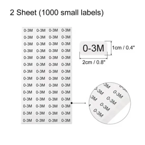 Unique Bargains Self-Adhesive Kids Clothing Size Sticker Labels 2 Sheets image {1}