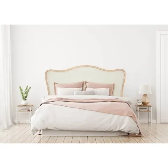 Storied Home Queen Oak Wood Headboard Beige: Upholstered, Freestanding, No Assembly, Spot Clean image {2}