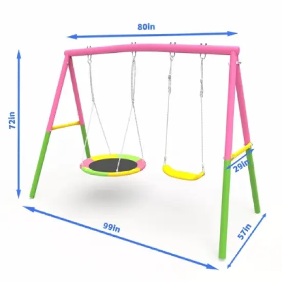 Dexmalle 440lbs Swing Set with Heavy-Duty A-Frame Metal image {5}