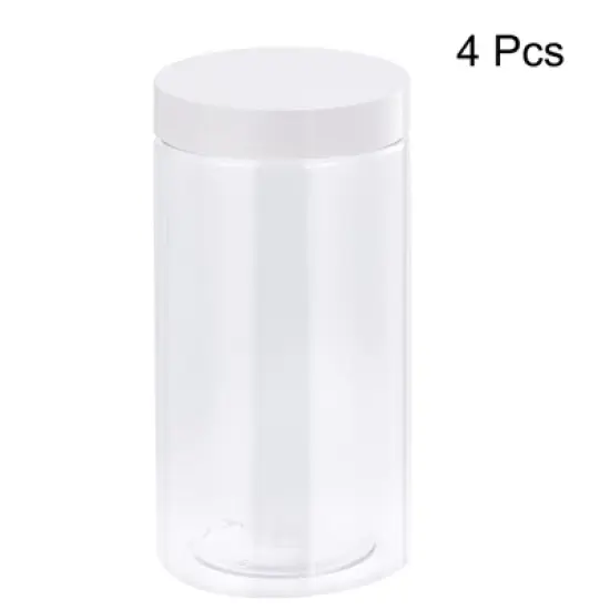 Unique Bargains Round Clear Plastic Empty Jars with White Screw Lid for Storage 4 Pcs image {2}