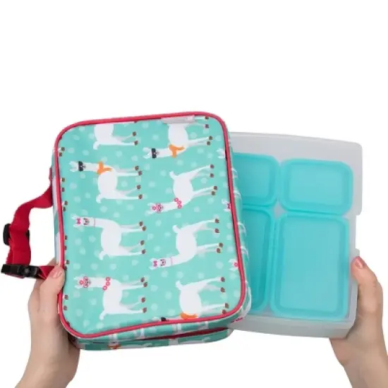 Bentology Lunch Box for Girls - Kids Insulated Lunchbox Tote Bag Fits Bento Boxes - Llama image {1}