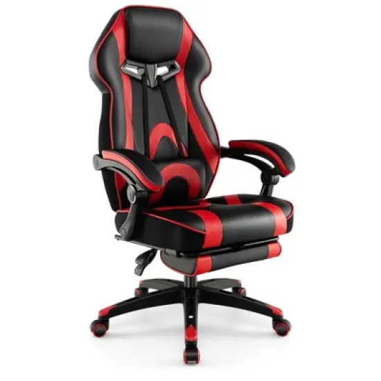 Costway Adjustable E-Sports Racing Style Chair with Padded Headrest, Lumbar Support Blue/Black/Grey/Red image {13}