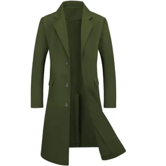 Lars Amadeus Men's Winter Single Breasted Notched Lapel Long Overcoat image {8}