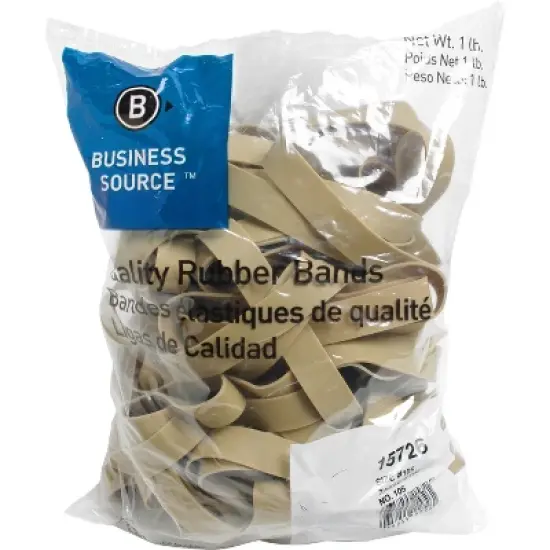 Business Source Rubber Bands Size 105 1 lb./BG 5"x5/8" Natural Crepe 15726 image {1}