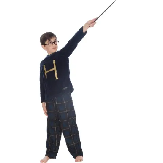 HARRY POTTER Mrs. Weasley H Holiday Christmas Sweater Fleece Flannel Pant Pajama 2pc Gift Set Navy image {2}