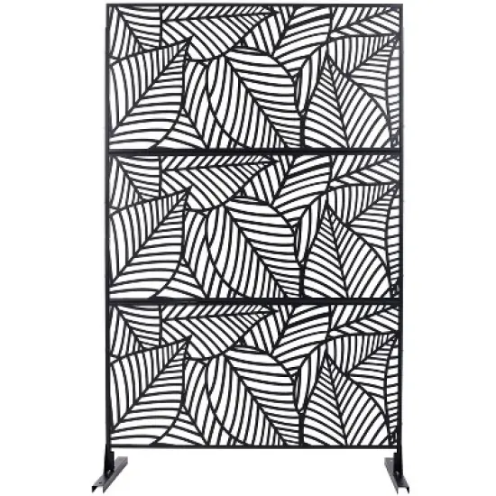 CAVINAS Patio Decorative Screen Metal Fence Privacy Screen with Leaf Pattern for Outside and Garden, 76" H&times;48" W image {2}