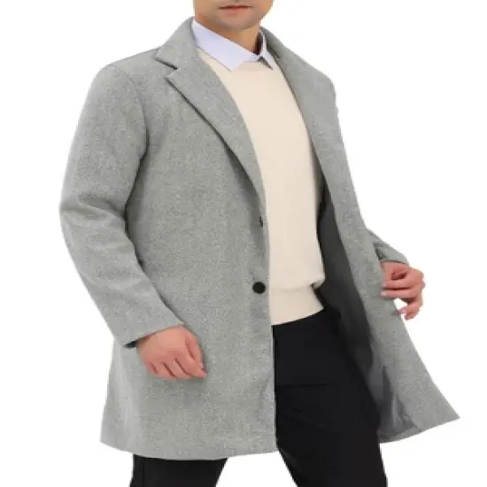 Lars Amadeus Men's Single Breasted Lapel Collar Mid-Length Solid Overcoat image {8}