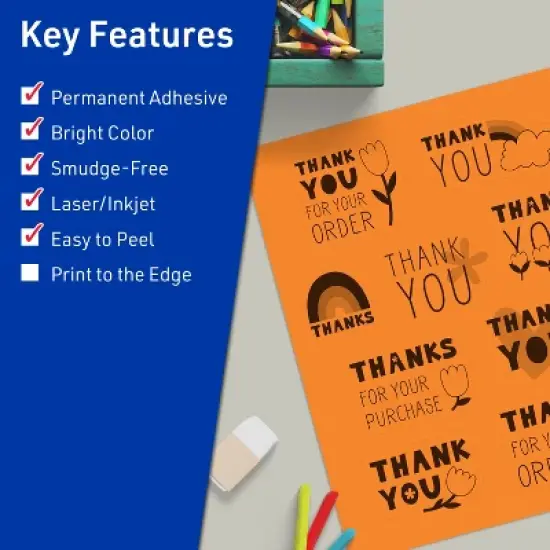 Avery Bright Orange Sticker Paper, 8.5" x 11" Rectangle image {1}