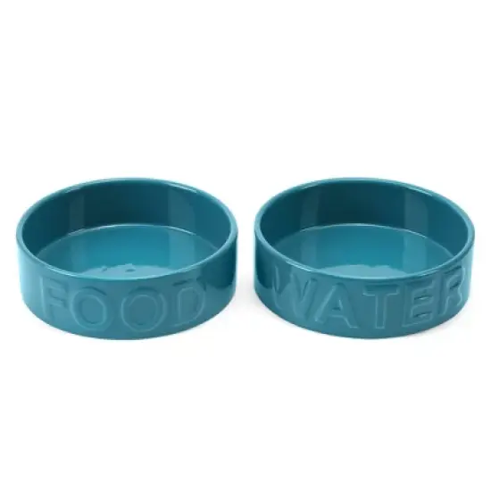 Park Life Designs 2c Classic Water and Food Dog Bowl - Aqua Blue image {8}