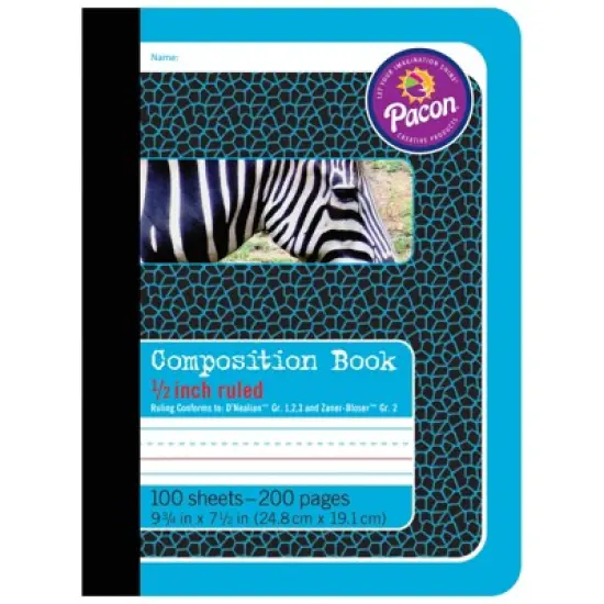Pacon Primary Composition Book, Book Bound, D'Nealian Grades/Zaner-Bloser, 1/2" x 1/4" x 1/4" Ruled, 9-3/4" x 7-1/2", 100 Sheets, Pack of 6 image {2}