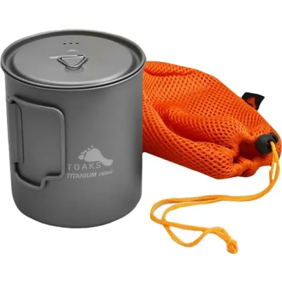 TOAKS Ultralight Titanium Camping Cook Pot with Foldable Handles and Lid image {2}