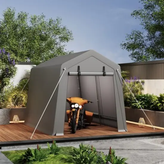 Outdoor Storage Shed, Portable Garage with Roll-up Door, Outdoor Heavy-Duty Motorcycle Storage Tent, UV-Resistant Waterproof Carport image {6}