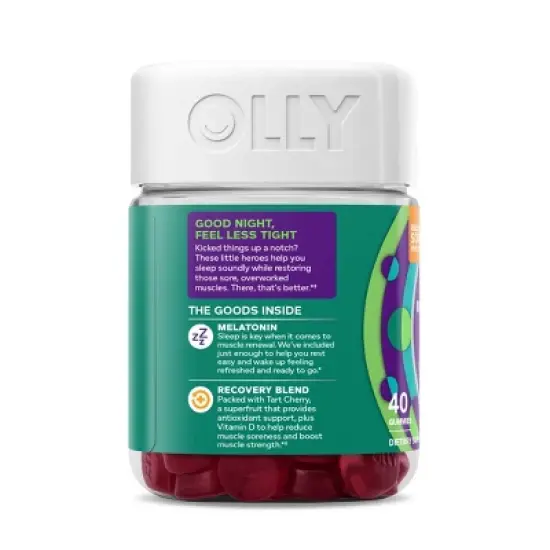 OLLY Muscle Recovery Sleep Gummies with Melatonin, Tart Cherry & Vitamin D - Berry - 40ct image {5}