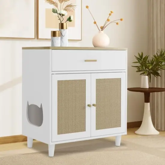 Cat Litter Box Enclosure with Drawer, Hidden Litter Box Furniture, Indoor Cat Washroom, Decorative Side End Table, Fit Most Cat and Litter Box image {7}