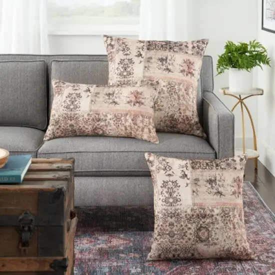  Persian Patchwork Throw Pillow Gray  - Nicole Curtis image {1}