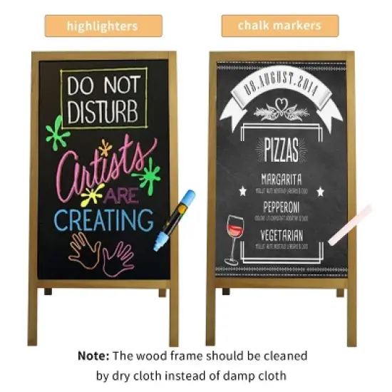Artloge Heavy Duty A-Frame Magnetic Chalkboard 2-Sided FreestandingChalkboard Sign Sidewalk Cafe Menu Board Wedding Signage -Brown image {4}