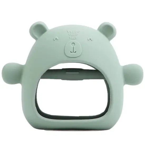 Lulyboo Silicone Easy Grip Teether Bear - Sage image {5}