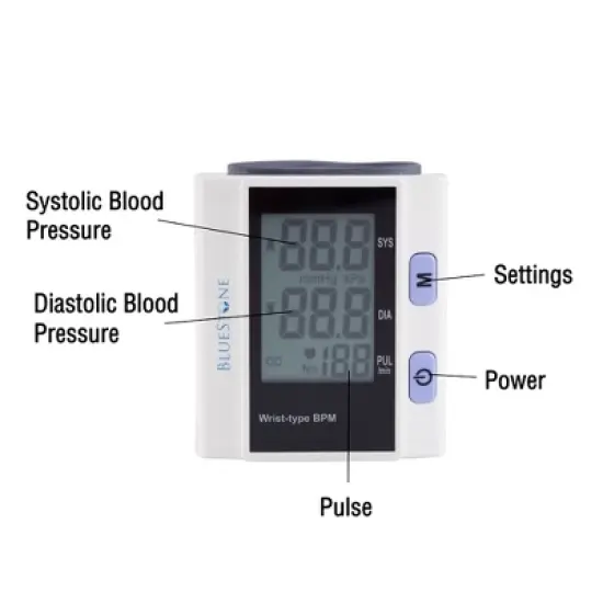 Automatic Blood Pressure Monitor with Digital LCD Display Screen and Adjustable Wrist Cuff by Bluestone image {1}