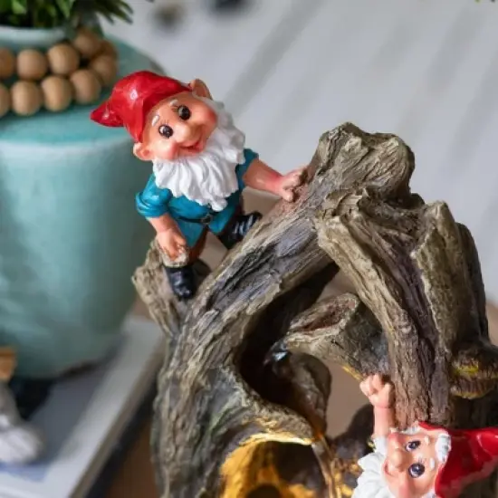 NAYSAYE Fountain Decorative Woodland Gnome Water Feature to Create Atmosphere Suitable for Garden Patio Indoor Outdoor, Brown, 8.3"*4.7"*13.8" image {2}