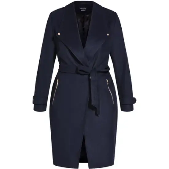 Women's Plus Size Isabella Coat - french navy | CITY CHIC image {3}