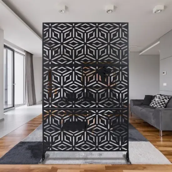 CAVINAS Patio Decorative Screen Metal Fence Privacy Screen with Rhombus Pattern for Outside and Garden, 76" H&times;48" W image {1}