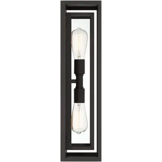 Possini Euro Design Metropolis Mid Century Modern Outdoor Wall Light Fixture Black Gold 22" Clear Glass for Post Exterior Barn Deck House Porch Yard image {5}