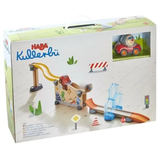 HABA Kullerbu Theme Set - Crash Test - 18 Piece Playset with Convertible Car and Stuntman Steve Ball image {6}
