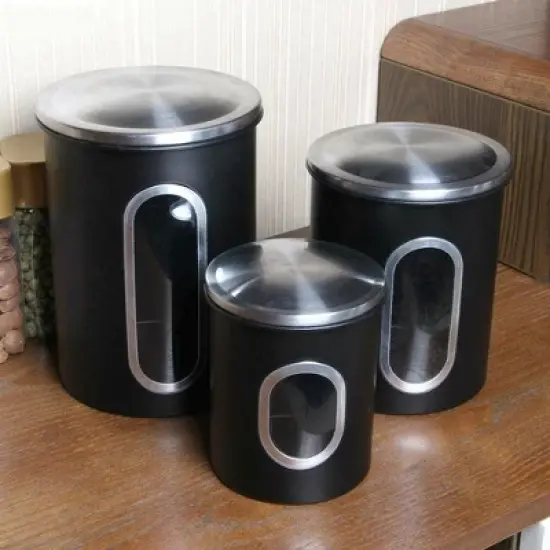 Fortune Candy 3 PCS Stainless Steel Canister Set with Anti-Fingerprint Lids & Visible Windows, Multipurpose Food Storage for Kitchen or Travel image {5}