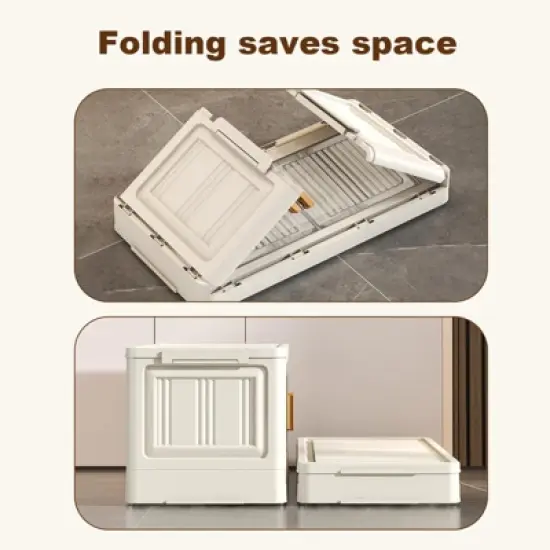 Stackable Storage Bins With Lids, Closet Organizers, Collapsible Storage Bin With Wheels, Plastic Clothes Cabinet Containers for Home Office Dorm image {5}