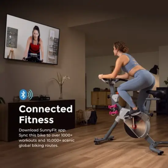 Sunny Health & Fitness Prime Magnetic Belt Drive Indoor Cycling Exercise Bike - Gray image {10}