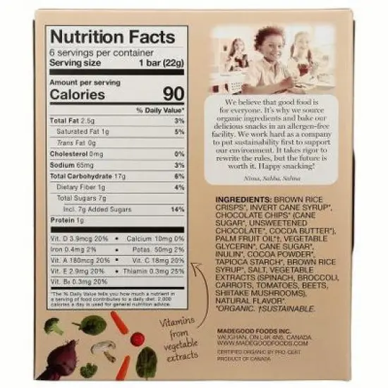 Made Good Chocolate Chip Crispy Squares - Case of 6/4.68 oz image {2}