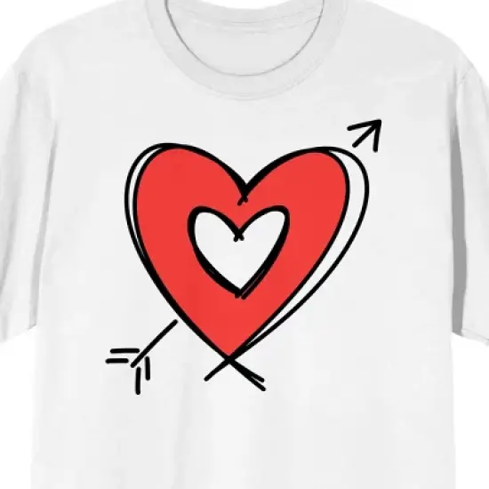 Valentine's Day Arrow Heart Crew Neck Short Sleeve Women's White T-shirt image {1}