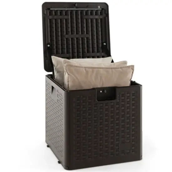 WELLFOR 31gal HDPE Storage Container with Lockable Lid Brown image {11}