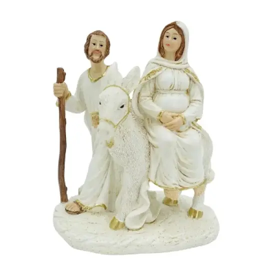 Transpac Medium Resin Pregnant Mary on Donkey Nativity Scene Figurine Multicolor Tabletop Christmas Decoration image {1}