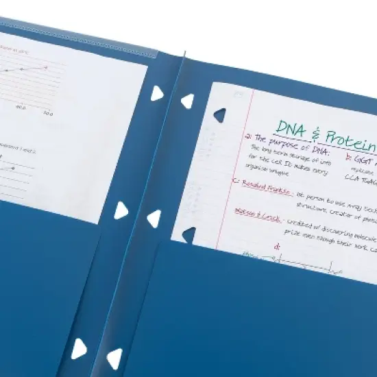 Mead Five Star 2 Pocket Plastic Folder (Colors May Vary): Polypropylene, 3 Hole Punched, 50 Sheet Capacity, Multicolor image {2}