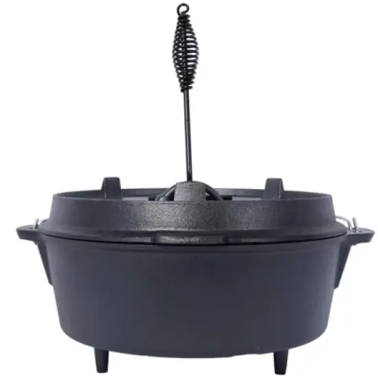 SEVOBAL Grill Cookware Dutch Oven with Skillet Lid for Campfire Cooking and Group Meals Use Area, Black, 15.4"*15.4"*9.7" image {5}