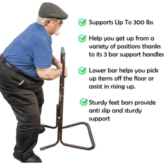 5 Star Super Deals Standing Assistant Chair & Portable Patient Lift Mobility Handle Bar Aid For Elderly - Reliable 3 Handholds for Mobility image {2}