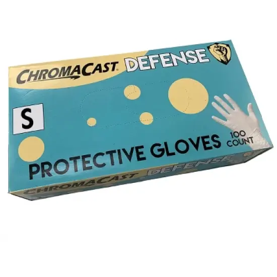 ChromaCast Defense Disposable Clear Nylon Work Bench Gloves, 100 Pack - Latex Free, Small image {4}