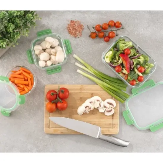 JoyFul by JoyJolt 24 Piece Glass Food Storage Containers with Leakproof Lids Set - Green image {6}