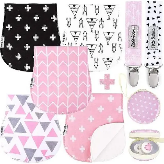 Dodo Babies 5-Pack Baby Burp Cloth with 2 Pacifier Clips and 1 Case image {7}