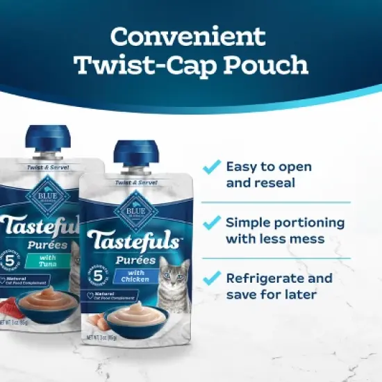 Blue Buffalo Tastefuls Chicken & Tuna Flavor Purees Adult Cat Treats - 36oz image {6}