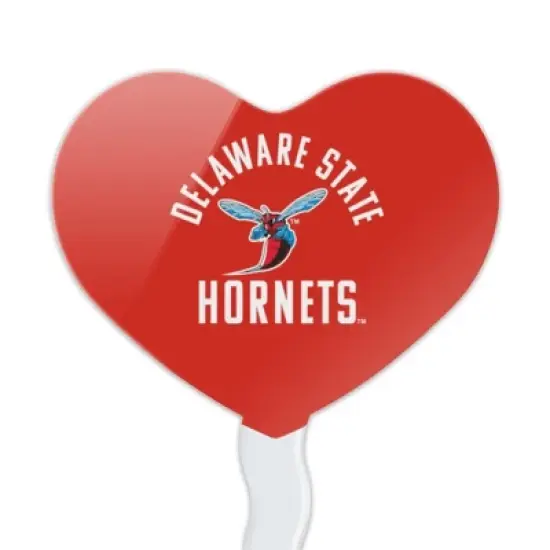 Delaware State University Hornets Logo Heart Love Cupcake Picks Toppers Decoration Set of 6 image {1}