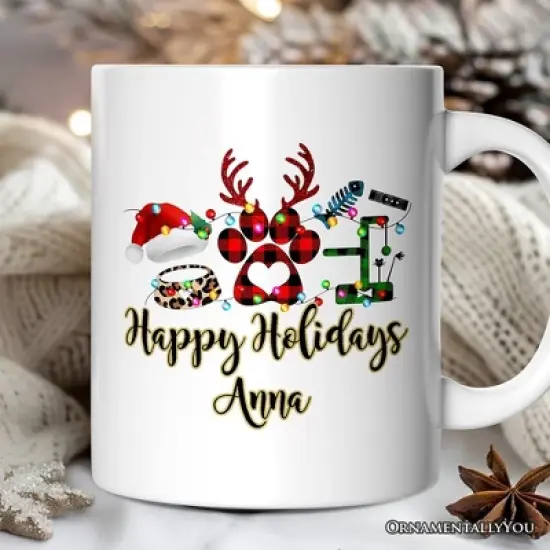 Cat Buffalo Plaid Christmas Mug, Cat Mom Gift (Non -Custom Only)| OrnamentallyYou image {4}
