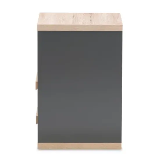 Pandora Modern and Contemporary Two-Tone 2 Drawer Nightstand Dark Gray - Baxton Studio image {3}