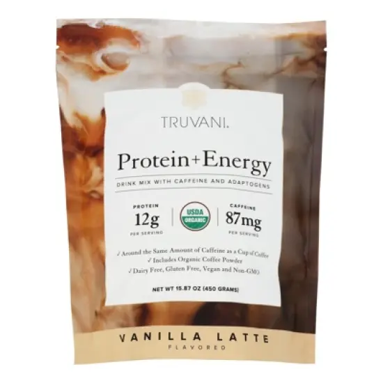 Truvani Organic Vanilla Latte Protein and Energy Drink Mix - 15.87 oz image {4}