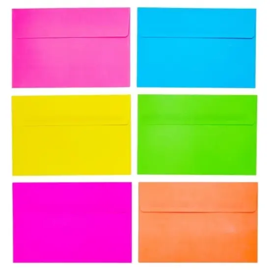 Paper Junkie 112 Pack Bright Neon Colored Envelopes with Self-Adhesive, Bulk Set for 4x6 Invitations, Greeting Cards, Birthday, Baby Shower (A6) image {4}