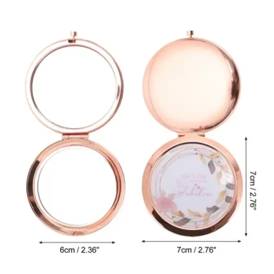 Unique Bargains Convenient Makeup Mirror Rose Gold Tone 1 Pc image {1}