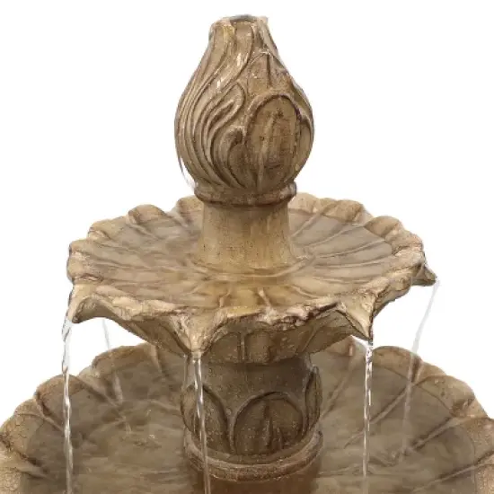 Sunnydaze 46"H Electric Polystone 3-Tier Classic Tulip Outdoor Water Fountain image {2}