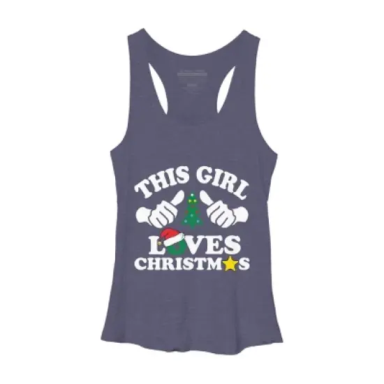 Women's Design By Humans This Girl Loves Christmas Thumbs White Text By personalized Racerback Tank Top image {4}