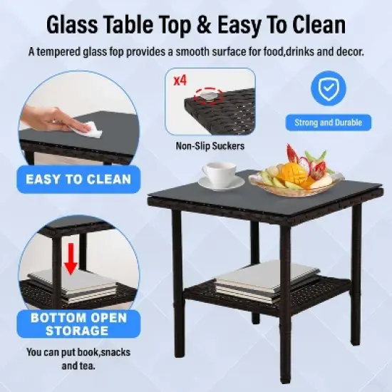 BestMassage 3-Piece Outdoor Patio Furniture Set Rattan Wicker Conversation Set image {3}